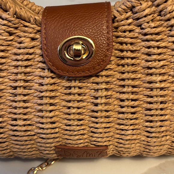 NEW Tan Woven Handbag with Gold Removable Chain - Picture 6 of 12